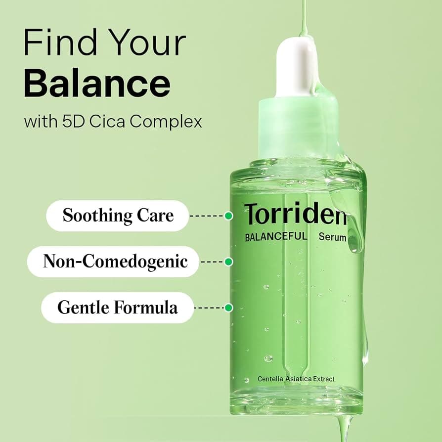 سرم تسکین‌دهنده و ضد جوش توریدن TORRIDEN Balanceful Cica Calming Serum مناسب پوست های خشک و حساس حجم ۵۰ میلی‌لیتر — تصویر ۲