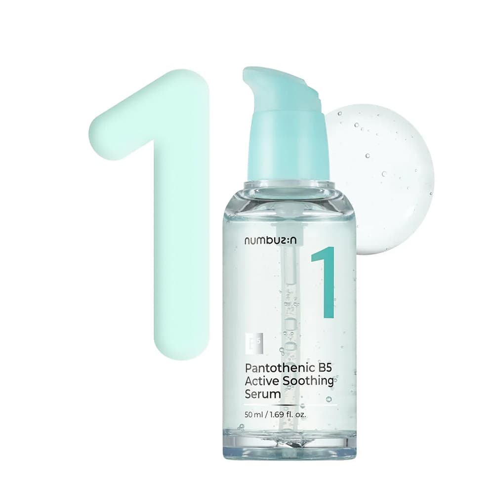 سرم شماره 1 تسکین دهنده و آبرسان پنتنول نامبوزین Numbuzin No.1 Pantothenic B5 Active Soothing Serum مناسب برای انواع پوست بخصوص پوست های حساس چرب مختلط و مستعد جوش و آکنه حجم 50 میلی لیتر