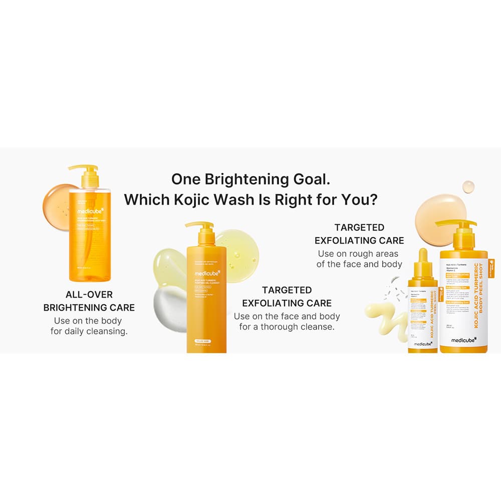 ژل شوینده و پاک‌کننده کوجیک اسید و زردچوبه مدیکوب Medicube Kojic Acid Turmeric Purifying Gel Cleanser مناسب انواع پوست حجم ۵۰۰ میلی‌لیتر — تصویر ۲