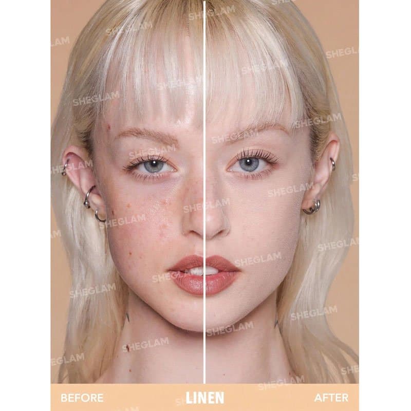 پنکیک شیگلم مدل SKIN FOCUS رنگ Linen وزن 11 گرم SHEGLAM SKIN FOCUS HIGH COVERAGE POWDER FOUNDATION — تصویر ۳