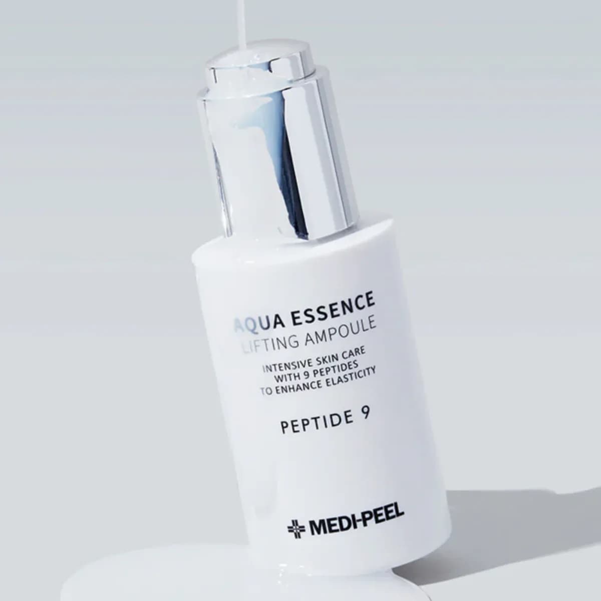 امپول ضد چروک و روشن کننده لیفتینگ 9 پپتاید اکوا اسنس مدی پیل Medi Peel Peptide 9 Aqua Essence Lifting Ampouleمناسب انواع پوست حجم50میلی لیتر — تصویر ۳