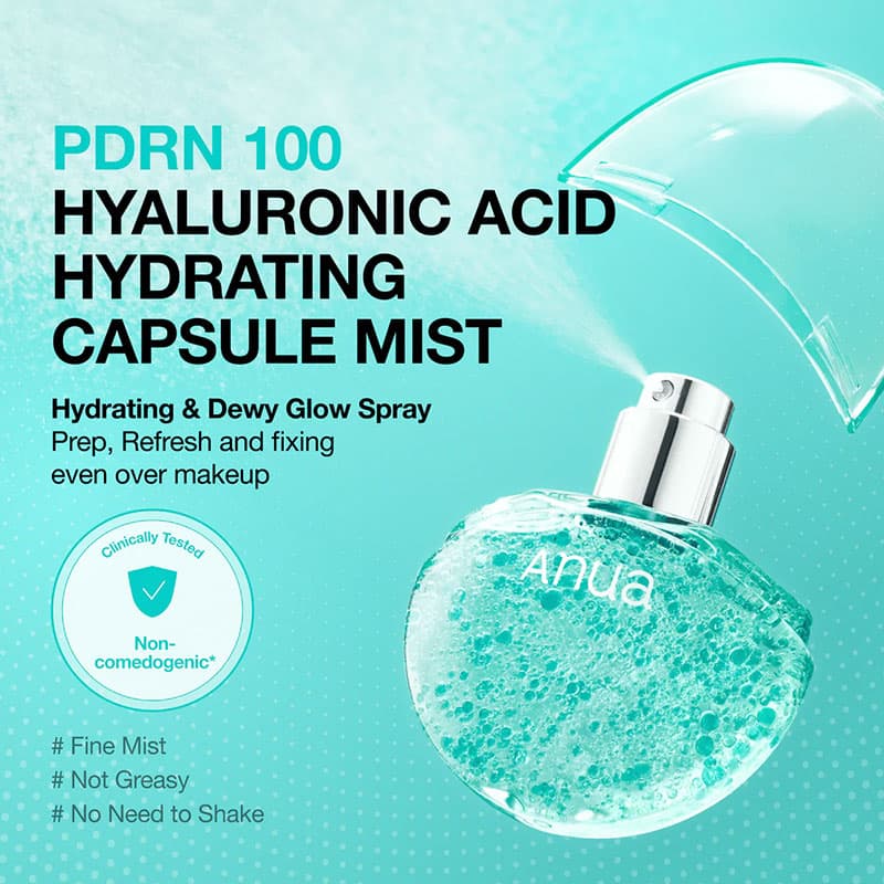 اسپری میست کپسولی هیالورونیک اسید و PDRN آنوا Anua PDRN Hyaluronic Acid Hydrating Capsule Mist مناسب انواع پوست به خصوص پوست های خشک حجم 30 میلی لیتر — تصویر ۲
