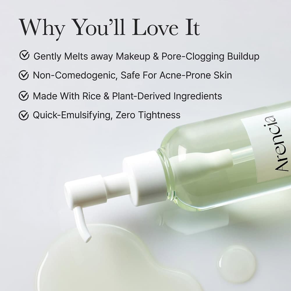 شوینده روغنی پاک کننده عمیق منافذ موچی آرنسیا Arencia Pore Melt Mochi Cleansing Oil مناسب برای پوست چرب مختلط نرمال خشک و مستعد جوش حجم 200 میلی لیتر — تصویر ۸