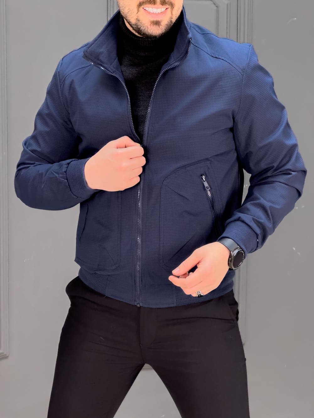 کاپشن 7719 سورمه ای — تصویر ۴