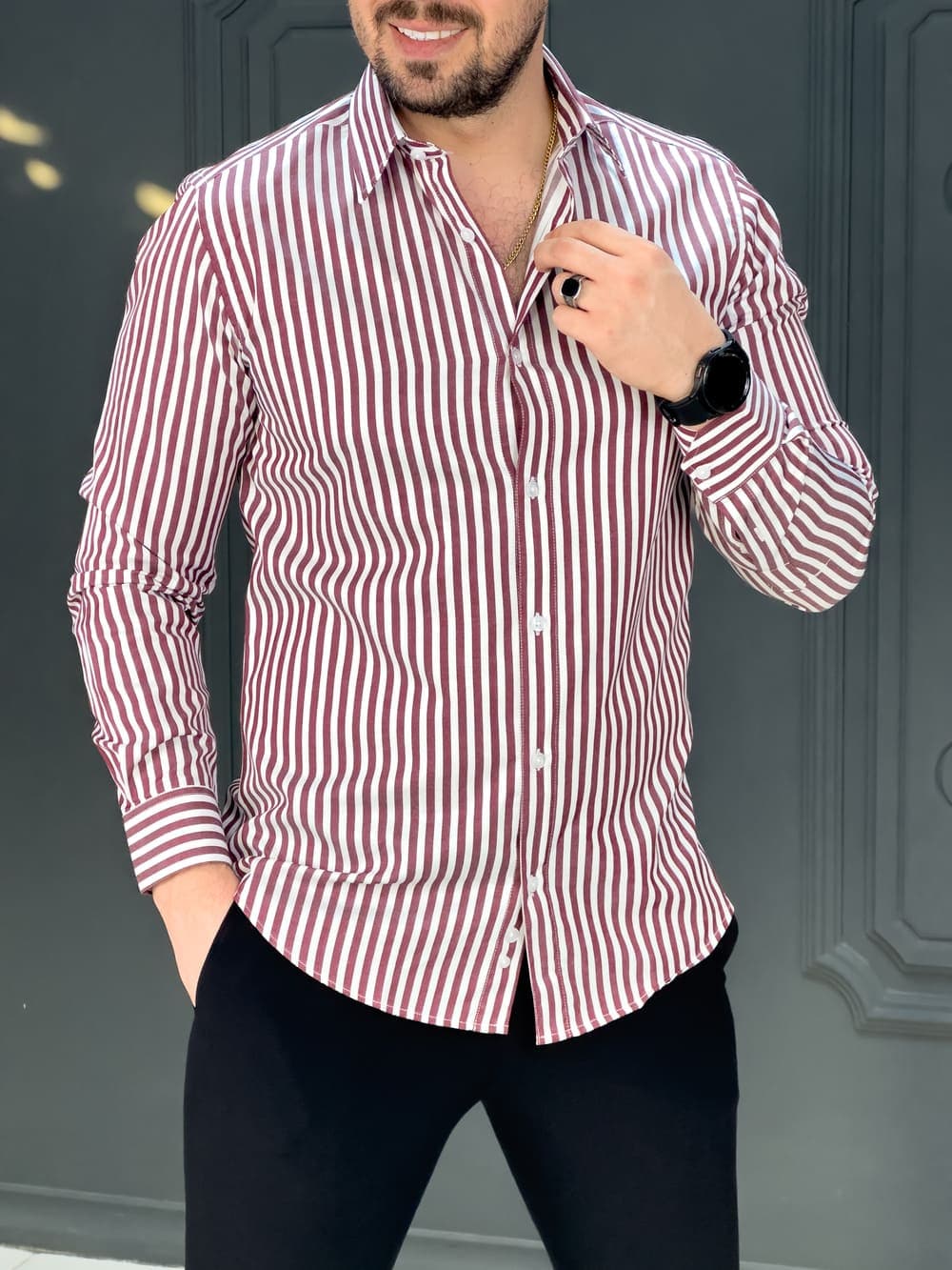 پیراهن 031418 AKOMOD شرابی — تصویر ۳