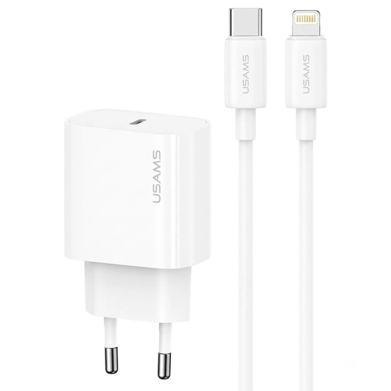 شارژر دیواری 20 وات یوسامز usams مدل CC226 + SJ712 با کابل تایپ سی به لایتنینگ — تصویر ۸
