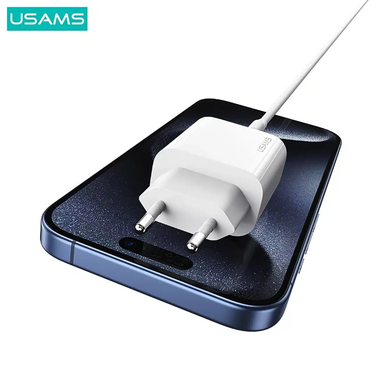 شارژر دیواری 20 وات یوسامز usams مدل CC226 + SJ712 با کابل تایپ سی به لایتنینگ — تصویر ۶