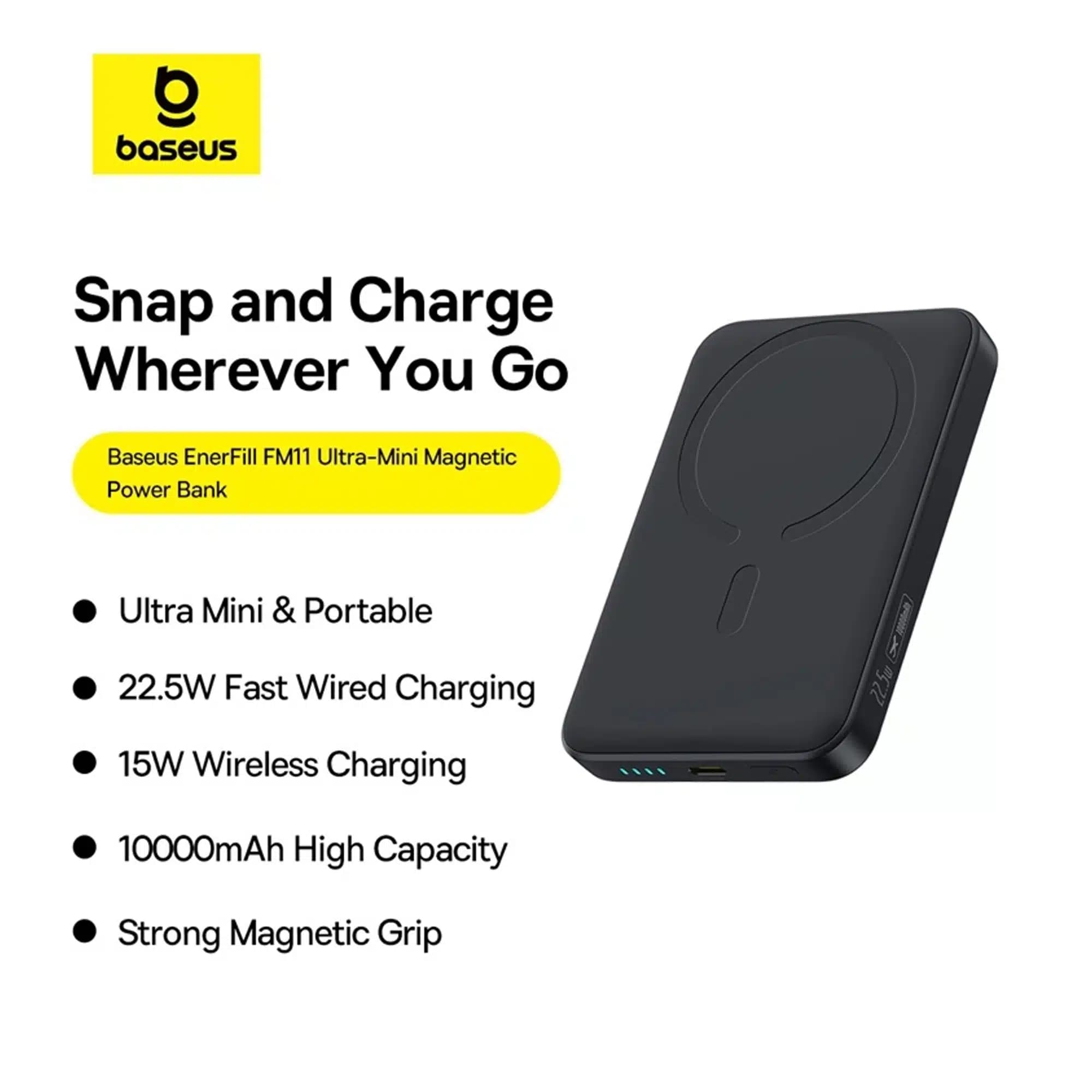 پاوربانک 10000 میلی‌آمپرساعت مگنتی باسئوس مدل Baseus EnerFill FM11 Power Bank — تصویر ۳
