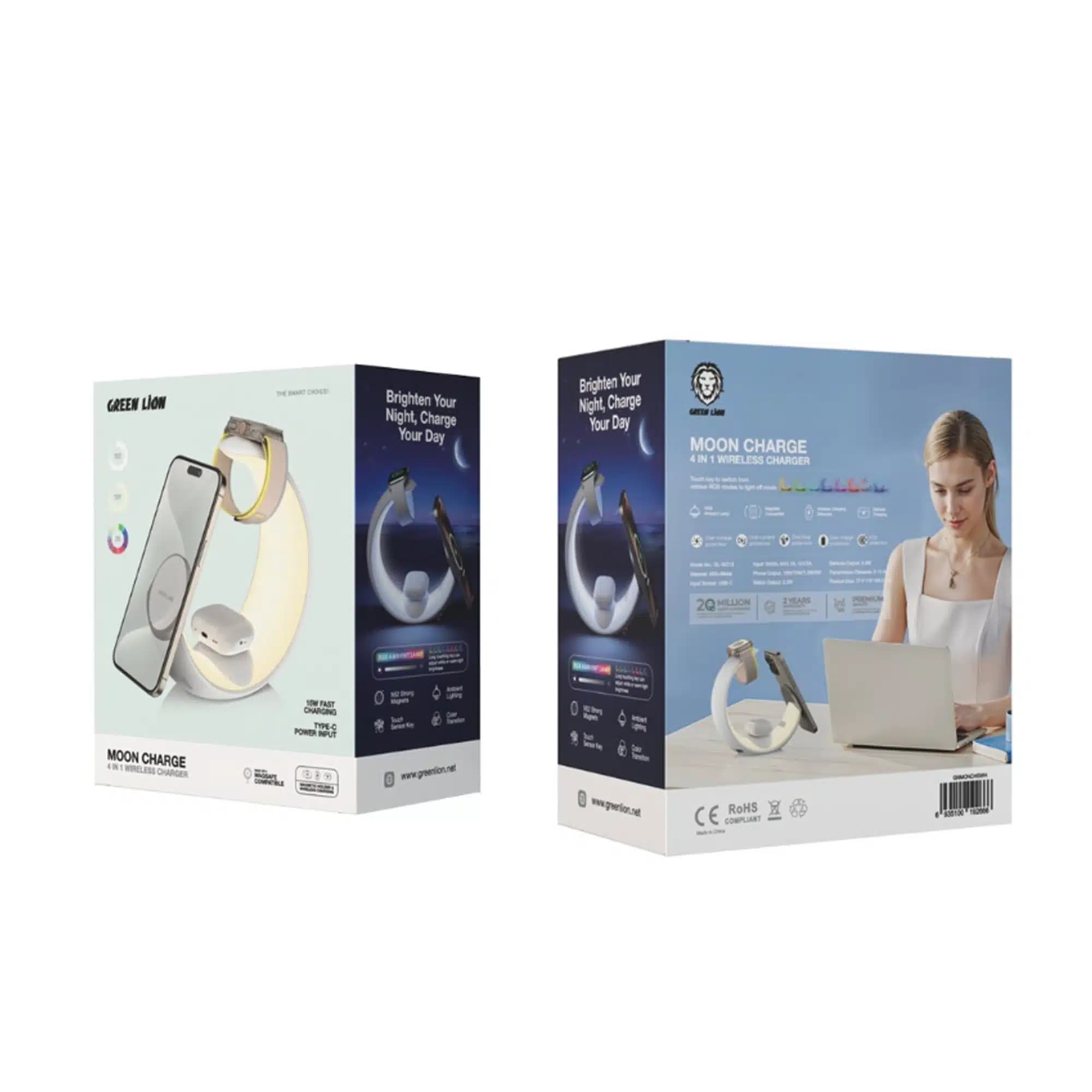 شارژر بی‌سیم 4 در 1 گرین لاین مدل Green Lion Green Moon Charge 4 in 1 — تصویر ۲