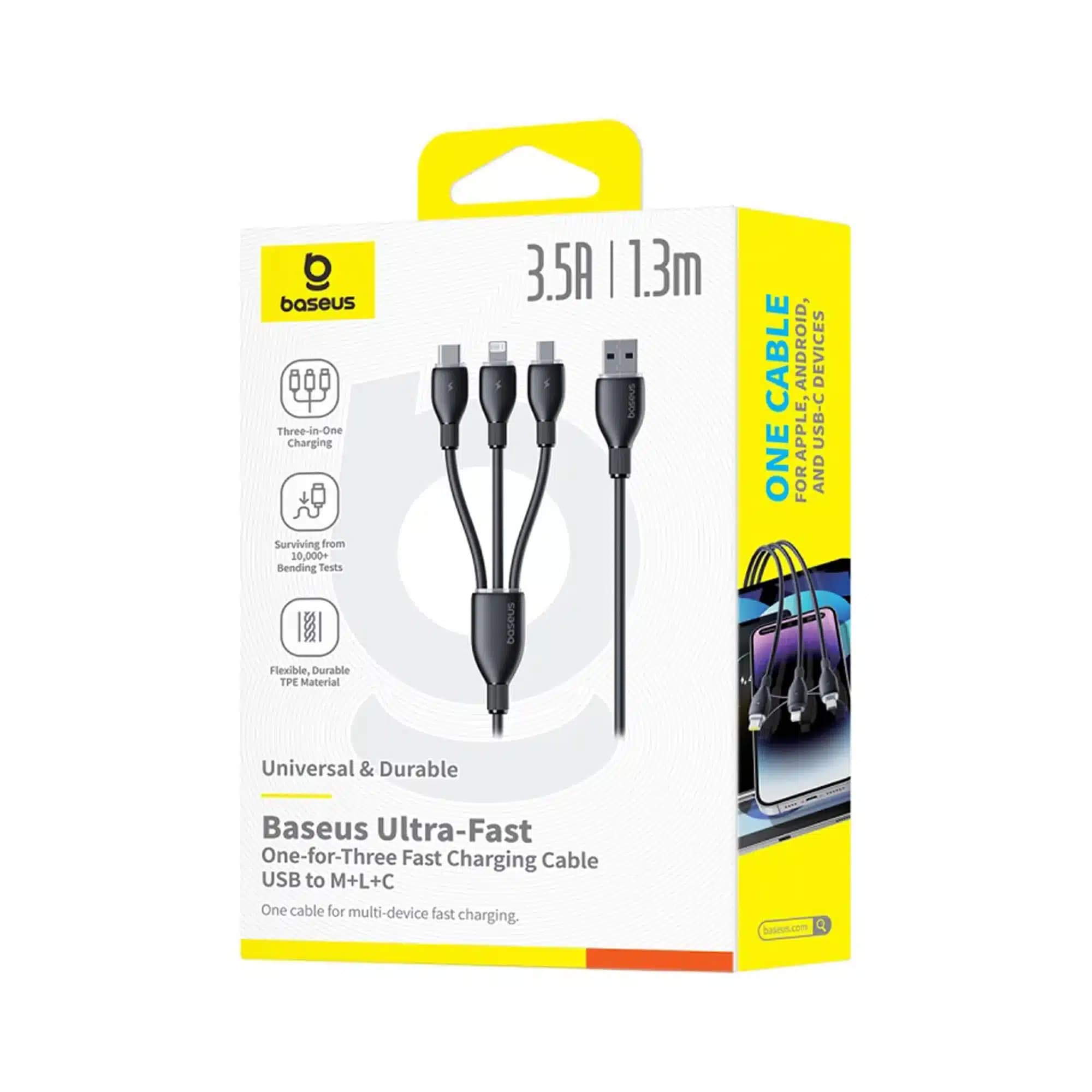 کابل شارژ USB باسئوس مدل Baseus Ultra-Fast 3 in 1 Fast Charging