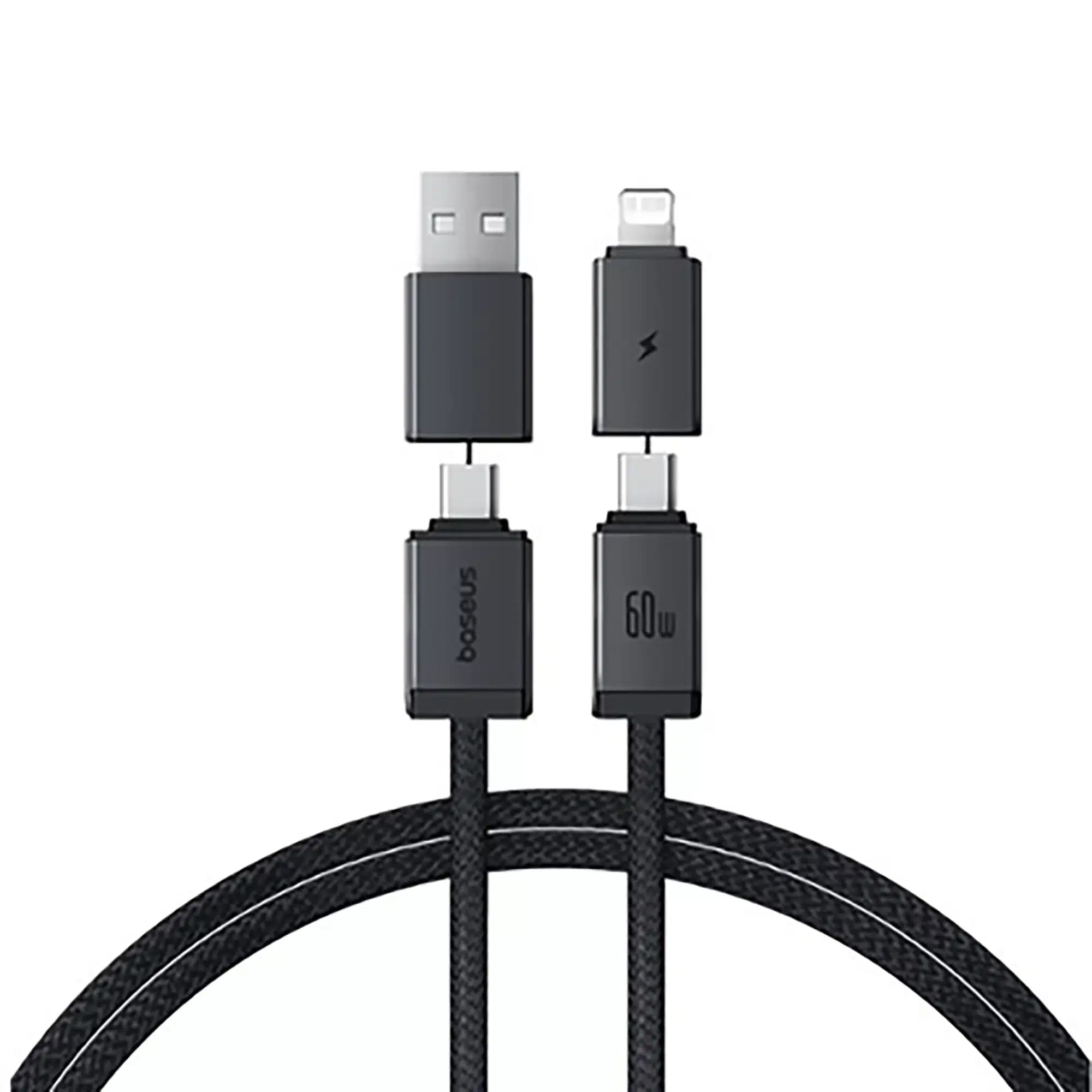 کابل 2 در 2 باسئوس مدل Baseus 60W USB & USB-C to USB-C & Lightning Cable — تصویر ۲