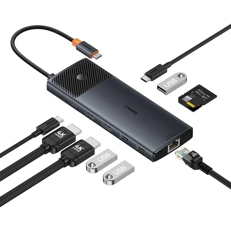 هاب 10 کاره USB-C باسئوس مدل Baseus BS-OH083 Dual HDMI 8K 4K Adapter — تصویر ۲