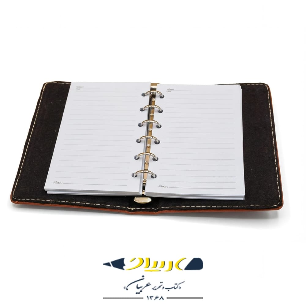 دفترچه کلاسوری چرم راشن – سایز جیبی — تصویر ۴