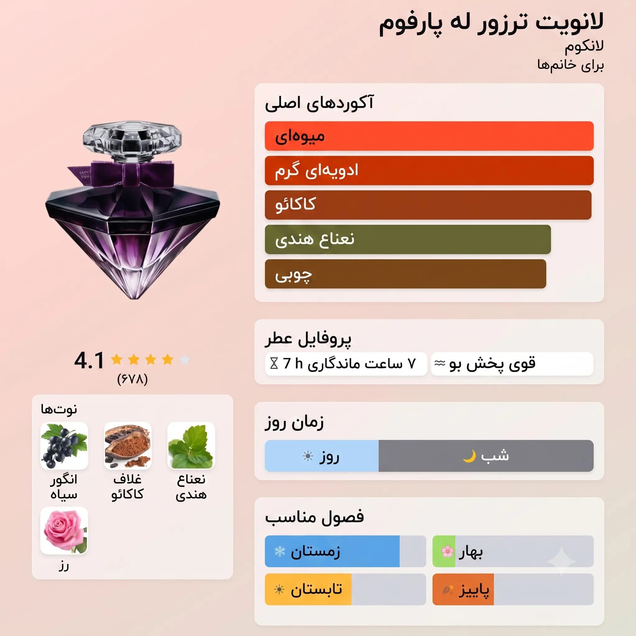 عطر ادکلن لانکوم لا نویت ترزور له پارفوم اصل | Lancome La Nuit Tresor Le Parfum — تصویر ۲