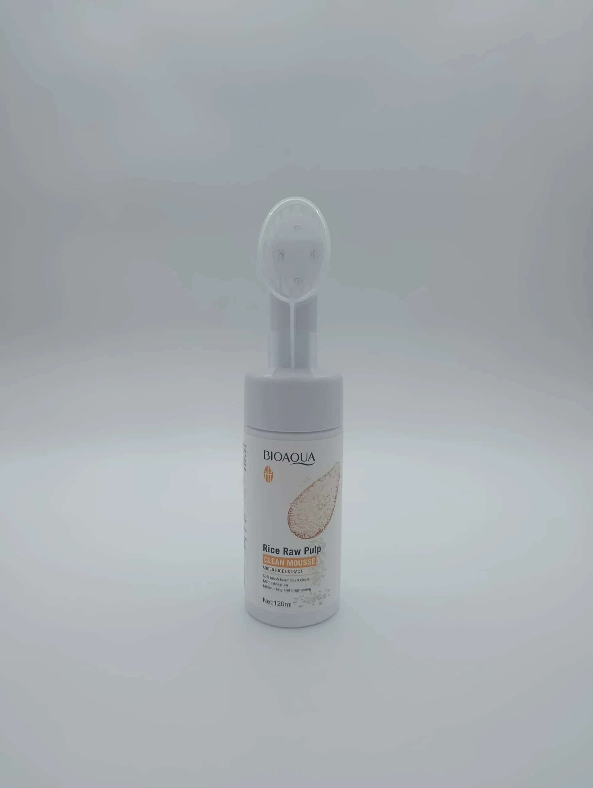 فوم شستشوی صورت براش دار عصاره برنج خام بیوآکوا BIOAQUA حجم ۱۲۰ میل | روشن‌کننده، ضد پیری و آبرسان