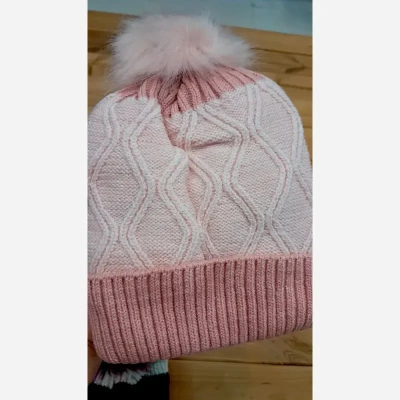 ست کلاه و شال رینگی بافت و داخل خز بچگانه مناسب 1 تا 4 سال — تصویر ۸