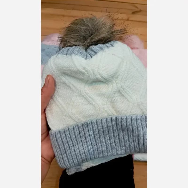ست کلاه و شال رینگی بافت و داخل خز بچگانه مناسب 1 تا 4 سال — تصویر ۶