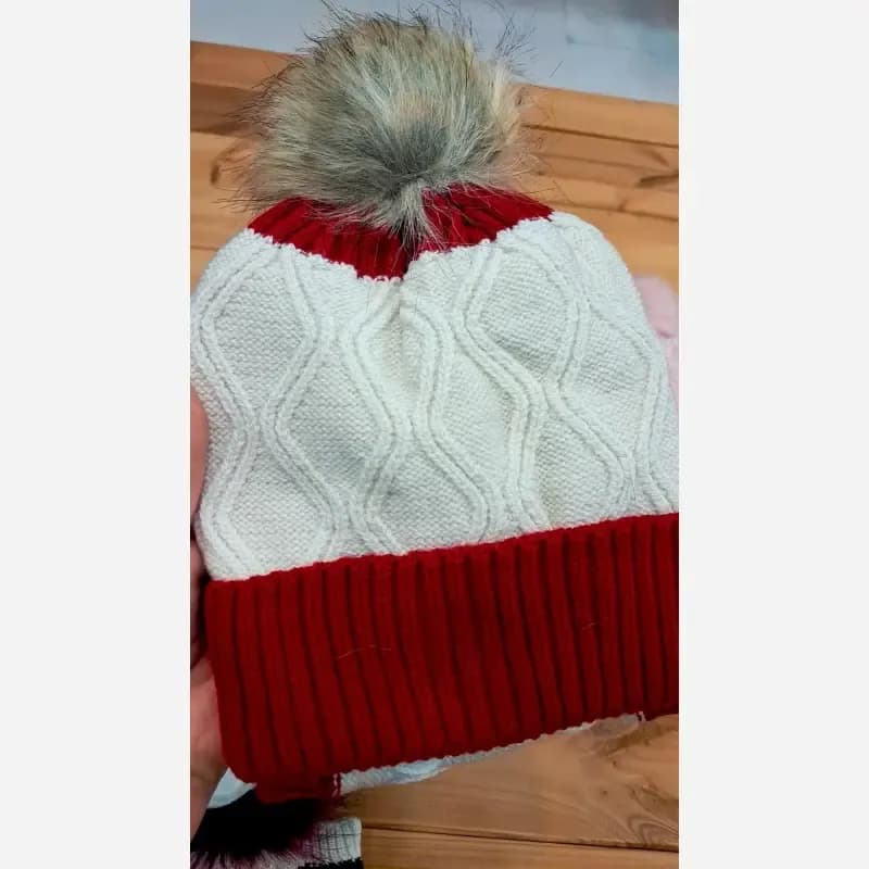 ست کلاه و شال رینگی بافت و داخل خز بچگانه مناسب 1 تا 4 سال — تصویر ۷
