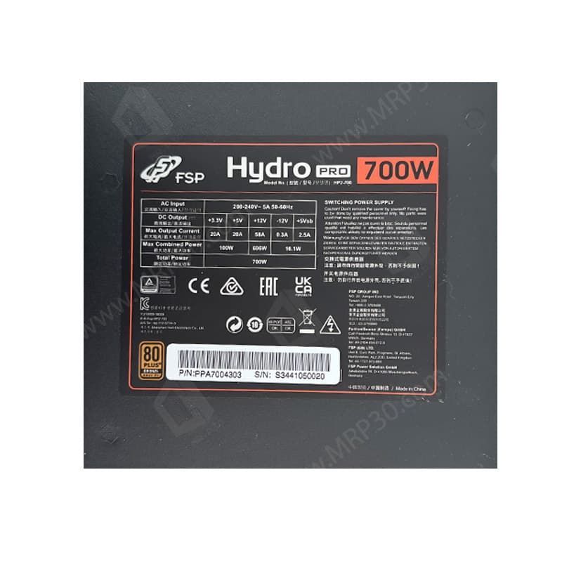 پاور 700 وات FSP Hydro PRO 700W استوک در حد نو گارانتی تا 1405/02 — تصویر ۶