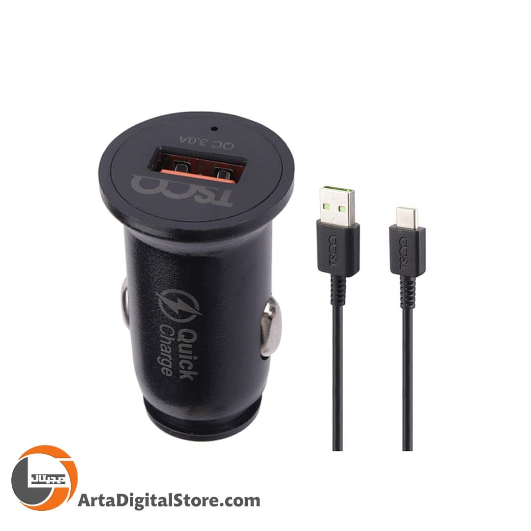 شارژر فندکی تسکو TSCO TCG 34 18W Black بهمراه کابل Type-C — تصویر ۲