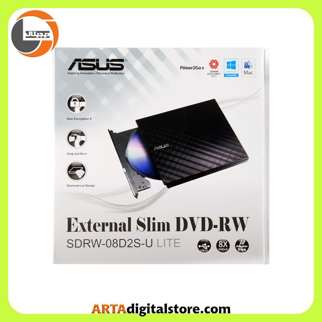DVD رایتر اکسترنال ایسوس Asus SDRW- 8D2S-U Lite Black — تصویر ۲