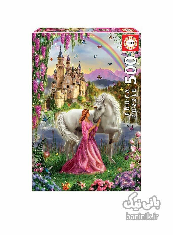 پازل 500 تکه ادوکا طرح پری و اسب شاخدار Educa Fairy And Unicorn Puzzle