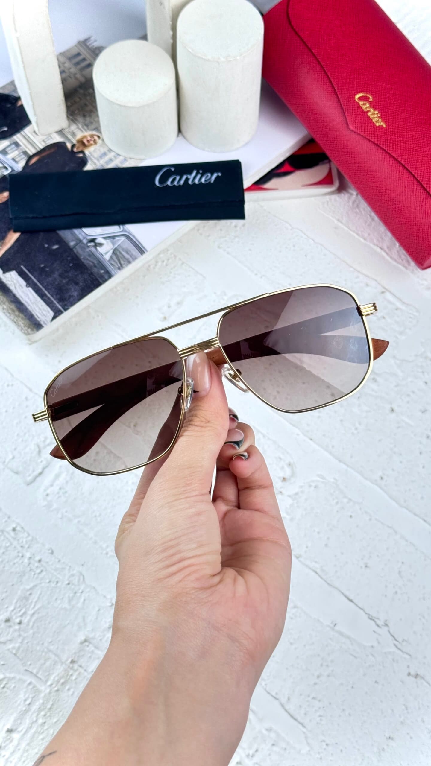 عینک آفتابی مردانه کارتیر مدل CARTIER CT0978S MDITION SNTOS-DUMONT 125 — تصویر ۵
