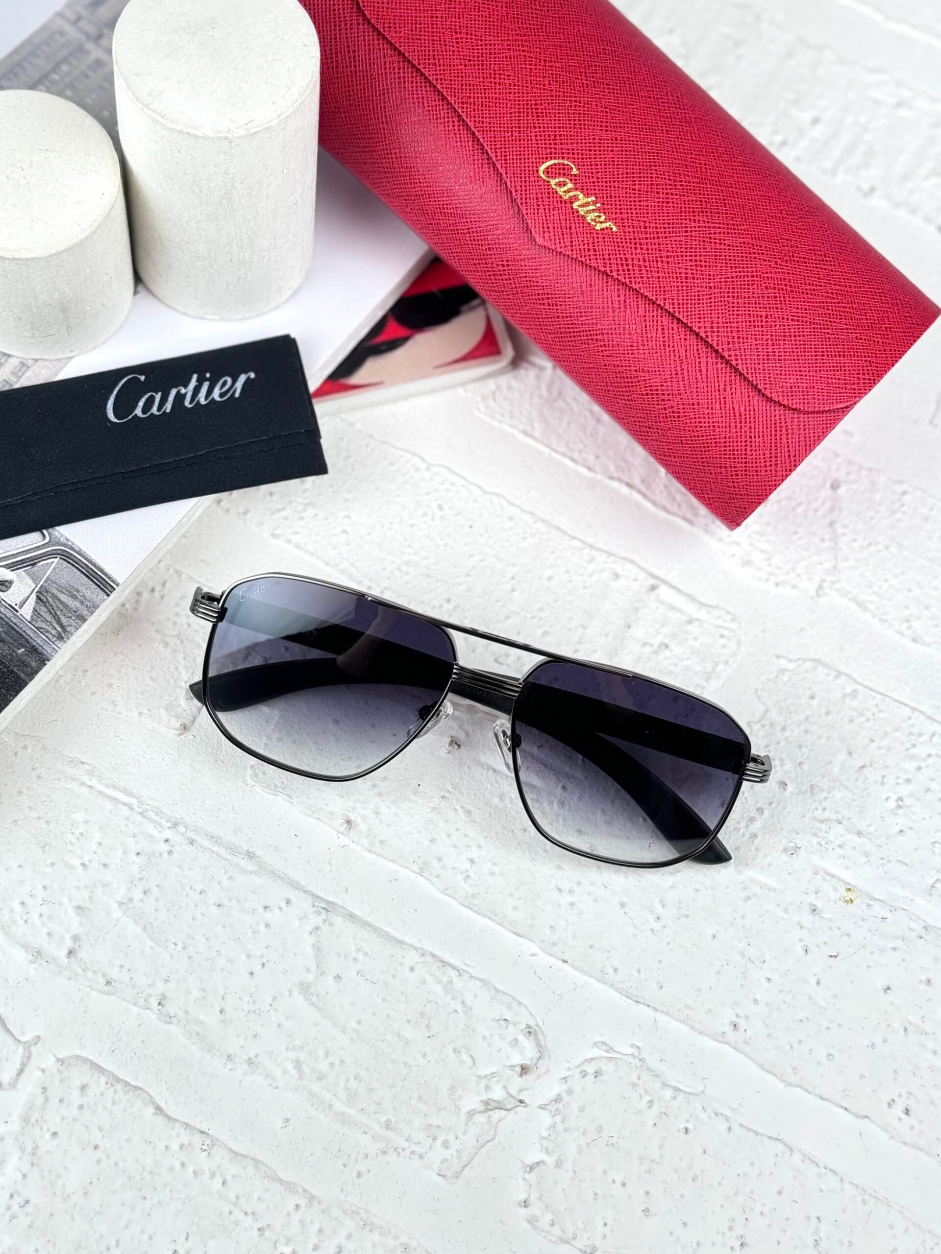 عینک آفتابی مردانه کارتیر مدل CARTIER CT0978S MDITION SNTOS-DUMONT 125
