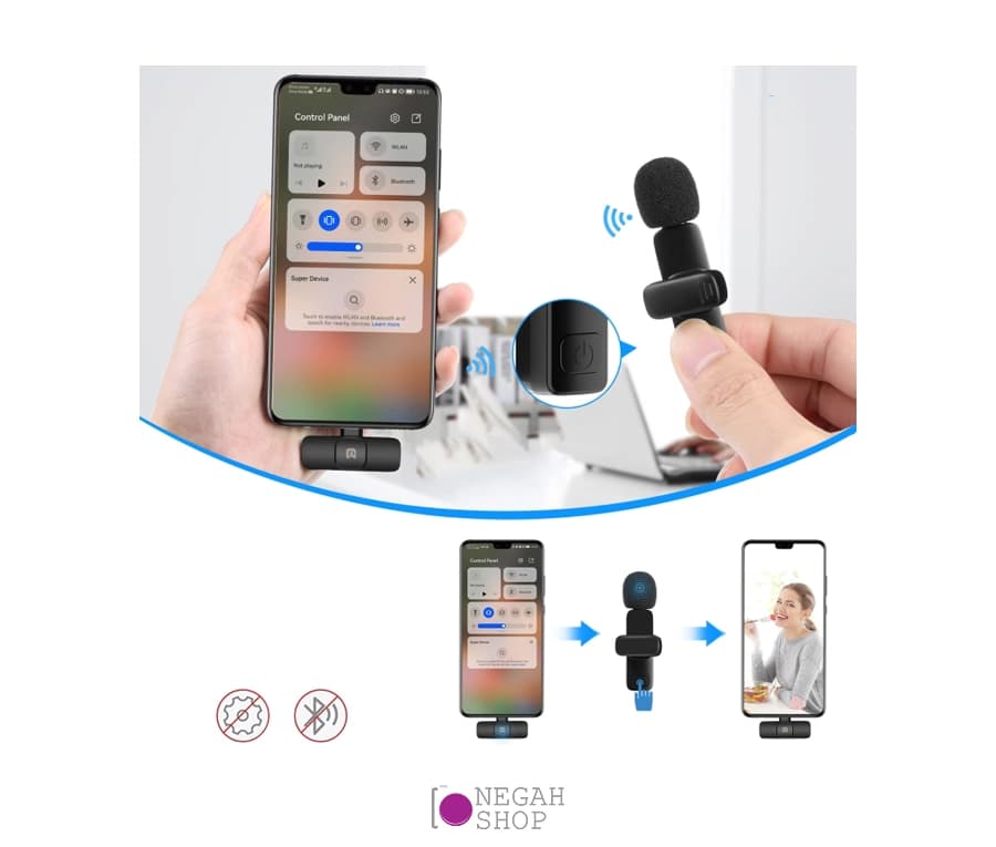 میکروفون بی سیم پلوز Puluz PU3082B Type C Port — تصویر ۶