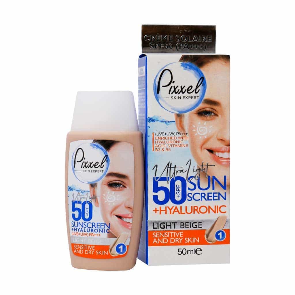 کرم ضد آفتاب رنگی پیکسل SPF 50 مناسب پوست های خشک تا نرمال و حساس بژ طبیعی حجم 50 میلی لیتر
