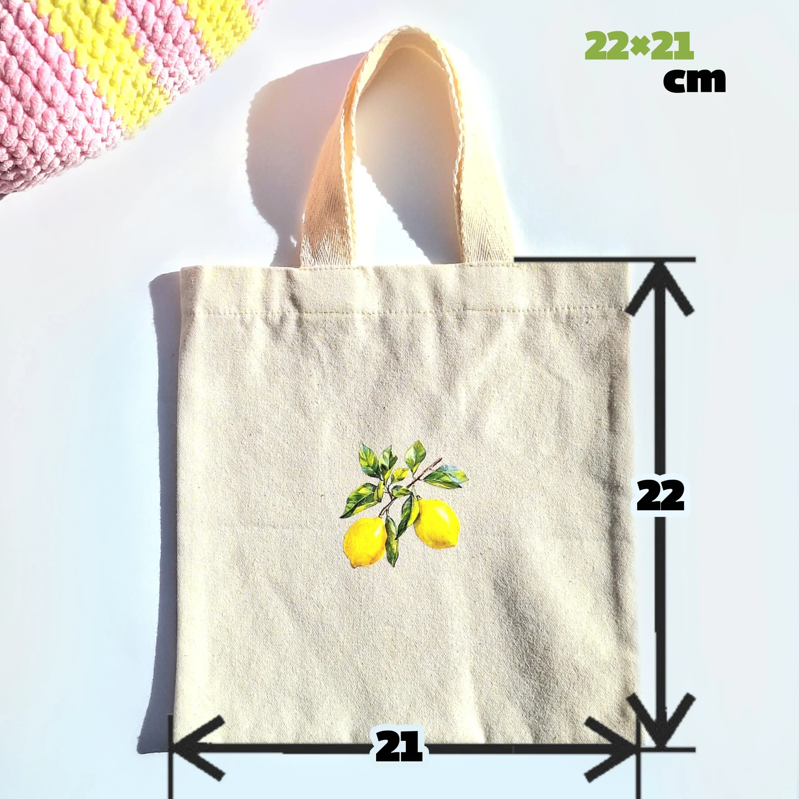 توت بگ پارچه‌ای طرح لیمو | ابعاد 22×21 سانتی‌متر