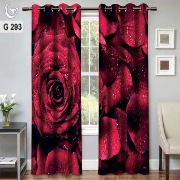 پرده چاپی گل سرخ کد G293