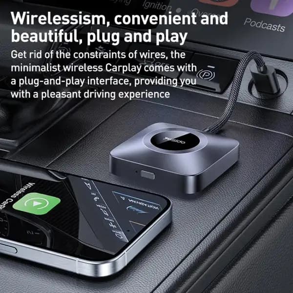 دانگل کارپلی وایرلس بیسیم یسیدو مدل Yesido KM23 Wireless CarPlay + USB to Type‑C Adapter — تصویر ۵