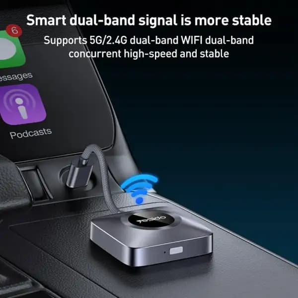 دانگل کارپلی وایرلس بیسیم یسیدو مدل Yesido KM23 Wireless CarPlay + USB to Type‑C Adapter — تصویر ۲