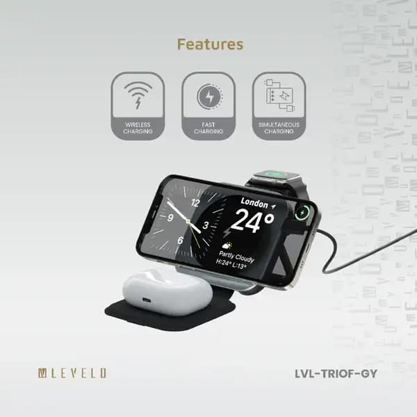 شارژر وایرلس لولو مدل Levelo TrioFlow 3 in 1 Wireless Charger — تصویر ۴