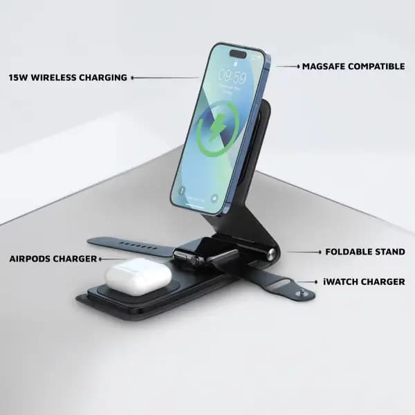 شارژر وایرلس لولو مدل Levelo Arch 3 in 1 Wireless Charger — تصویر ۵