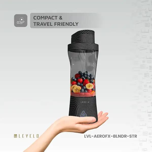 مخلوط کن و شیکر شارژی لولو مدل Levelo Portable Carbon Fiber Blender Aeroflex — تصویر ۶