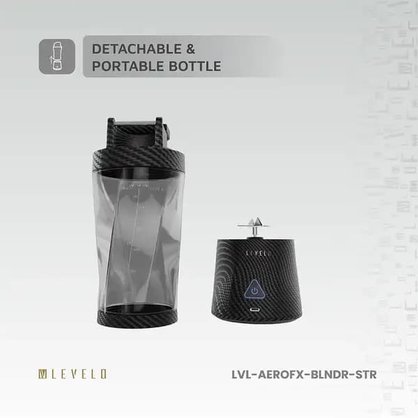 مخلوط کن و شیکر شارژی لولو مدل Levelo Portable Carbon Fiber Blender Aeroflex — تصویر ۳