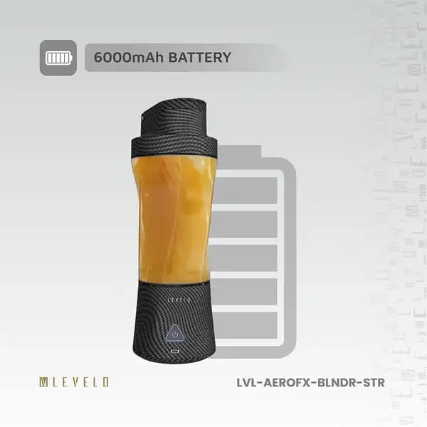 مخلوط کن و شیکر شارژی لولو مدل Levelo Portable Carbon Fiber Blender Aeroflex — تصویر ۵
