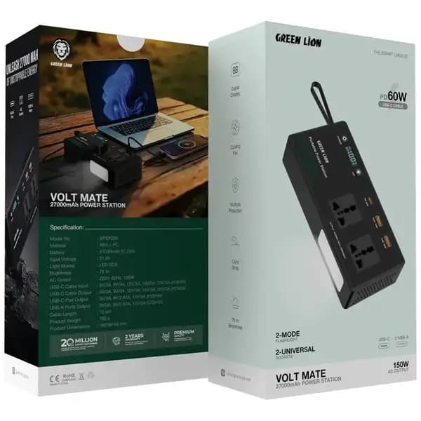 پاور استیشن 27000 هزار گرین لاین مدل Green Lion Volt Mate Power Station GNVTMTE27PBBK — تصویر ۵