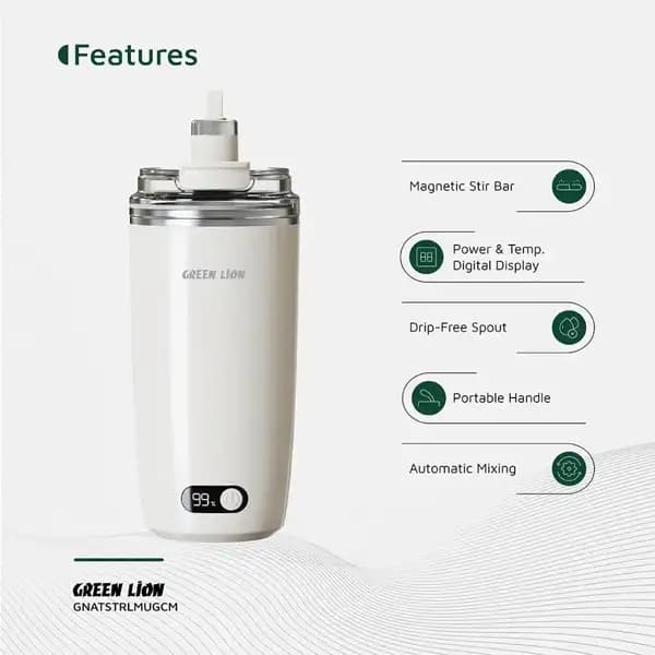 ماگ همزن دار ظرفیت 350 میلی‌لیتر هوشمند گرین لاین مدل Green Lion Auto-Stirring Mug 350mL — تصویر ۳
