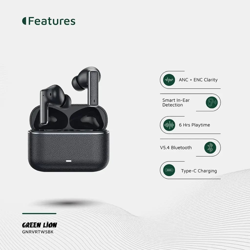 هندزفری بلوتوث گرین‌ لاین مدل Green Lion River True Wireless Earbuds GNRVRTWSBK — تصویر ۴