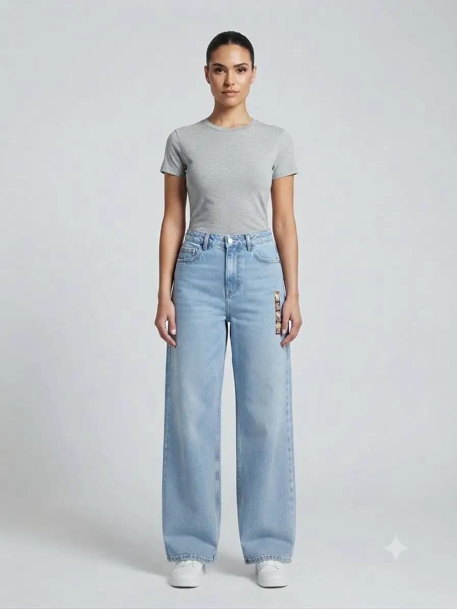 شلوار جین آبی یخی بگ دنیمر جینز ماکر