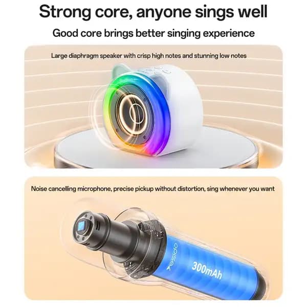 اسپیکر بلوتوثی یسیدو مدل YESIDO YSW36 Cute Ears Design 5W Karaoke Dual Microphone — تصویر ۷