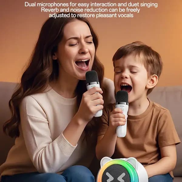 اسپیکر بلوتوثی یسیدو مدل YESIDO YSW36 Cute Ears Design 5W Karaoke Dual Microphone — تصویر ۳