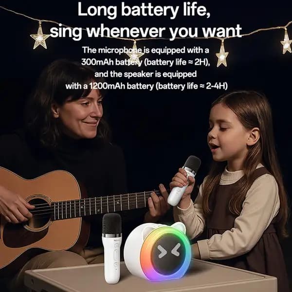 اسپیکر بلوتوثی یسیدو مدل YESIDO YSW36 Cute Ears Design 5W Karaoke Dual Microphone — تصویر ۸