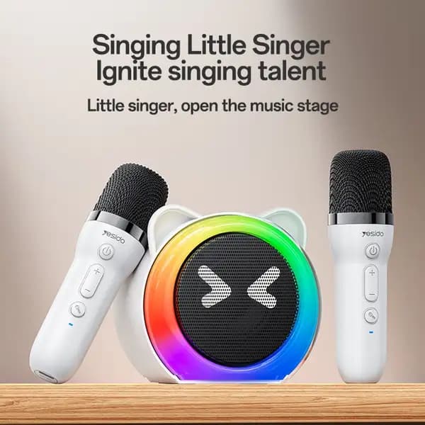 اسپیکر بلوتوثی یسیدو مدل YESIDO YSW36 Cute Ears Design 5W Karaoke Dual Microphone — تصویر ۲