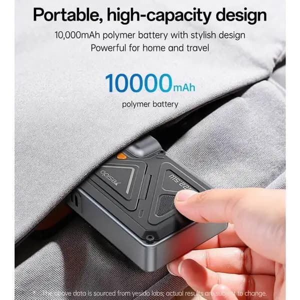 شارژر دیواری و پاور بانک بی سیم 10000 هزار 22.5 وات فست شارژ یسیدو مدل Yesido YP89 PD — تصویر ۸