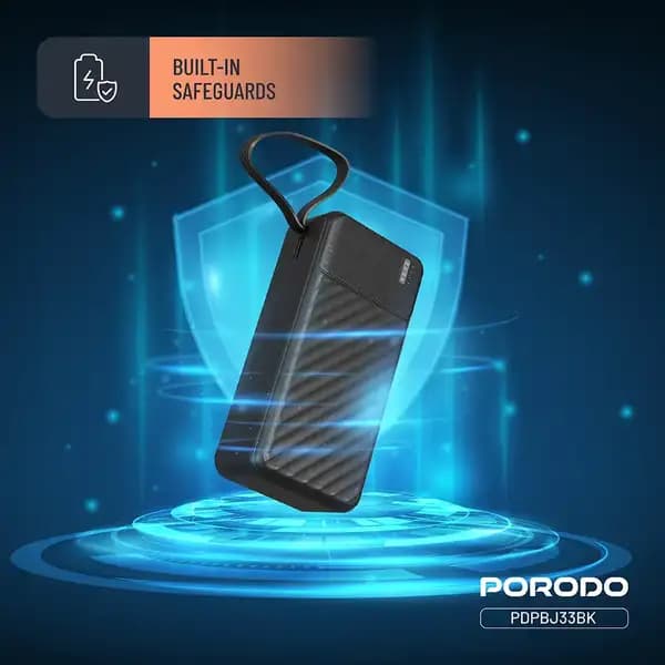 پاوربانک 10000 هزار 10 وات پیانو پرودو مدل Porodo Piano 10000mAh 10w PDPBJ33BK — تصویر ۳