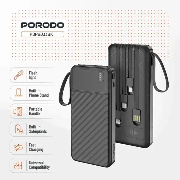 پاوربانک 10000 هزار 10 وات پیانو پرودو مدل Porodo Piano 10000mAh 10w PDPBJ33BK — تصویر ۸